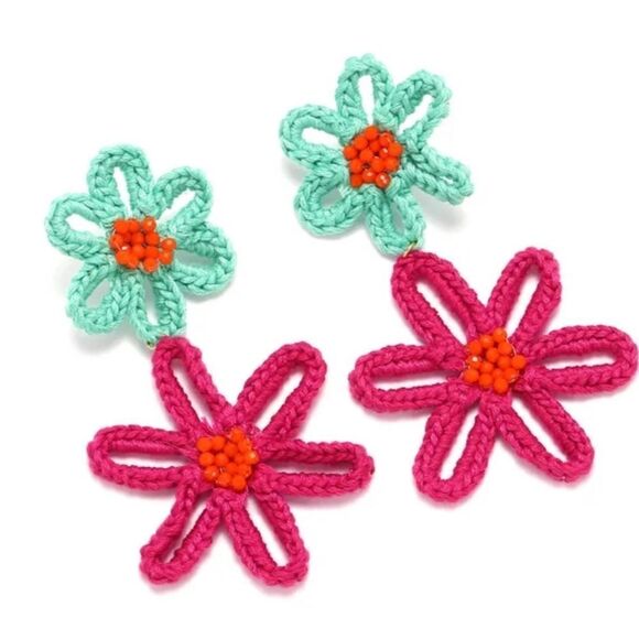 New ZARA Bright Flower Beaded Earrings - Picture 2 of 10